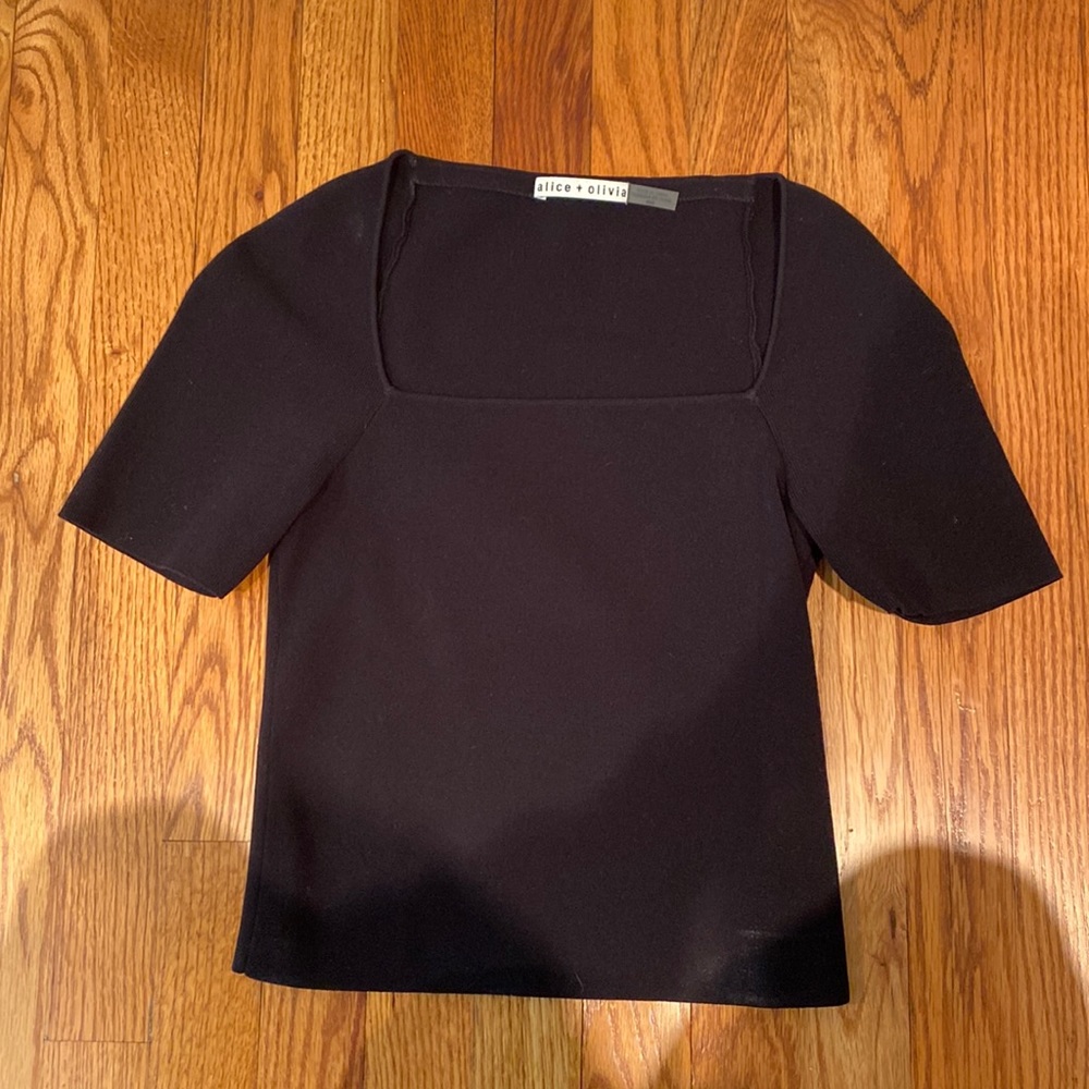 square neckline black top